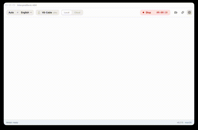 InterpretBank Live Transcribe in use