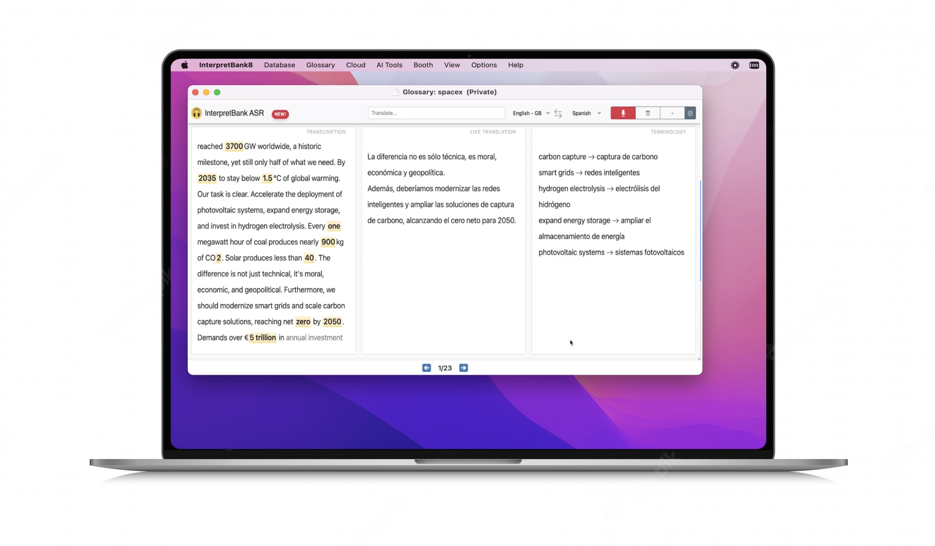 Computer-aided interpreter tool on a macOS