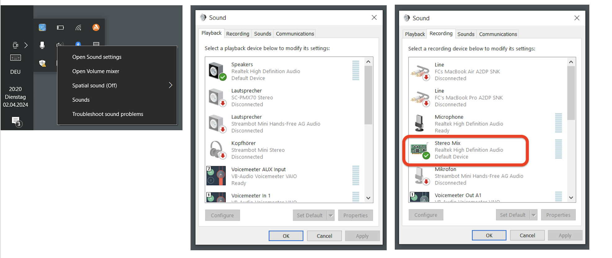 Windows virtual audio connection diagram