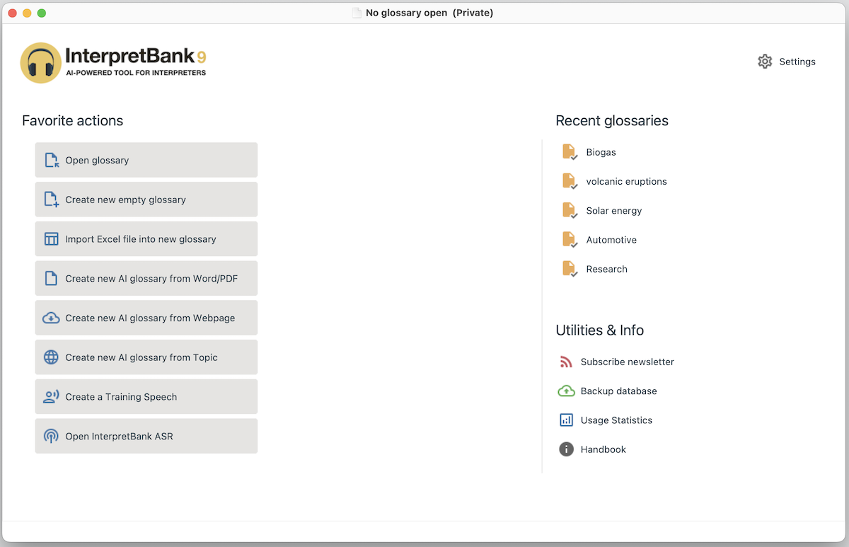 InterpretBank Desktop dashboard view
