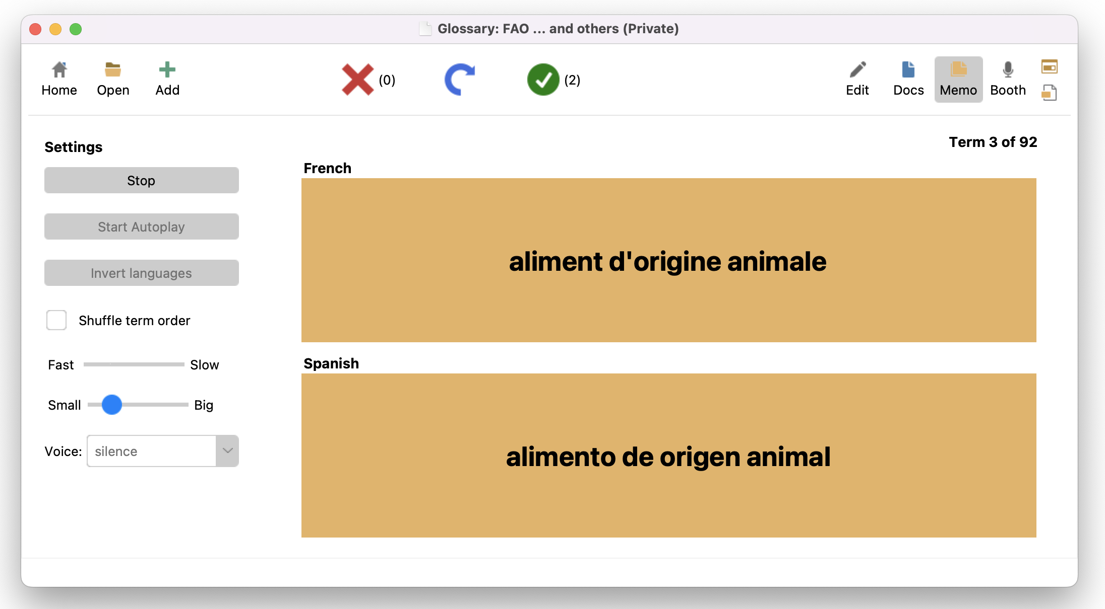InterpretBank memorization flashcards view