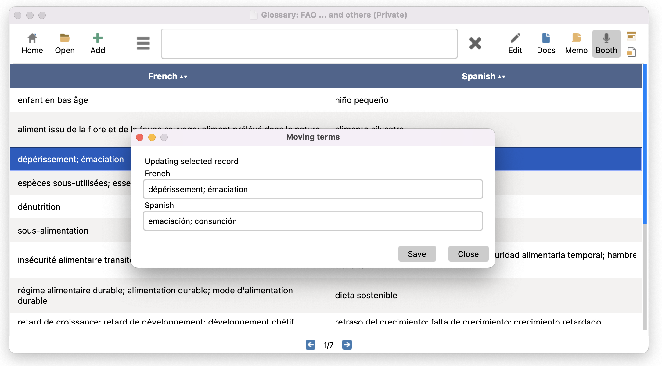 InterpretBank update term in live search